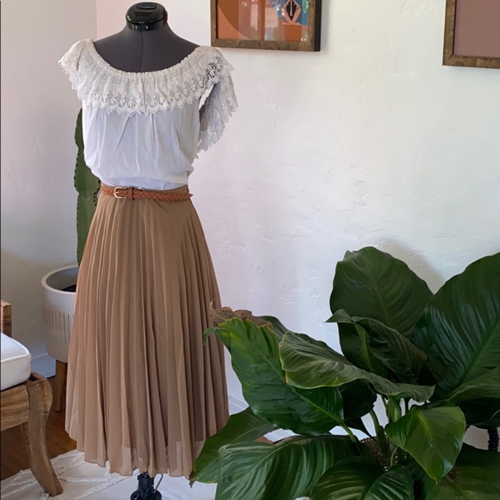 ASOS camel pleated skirt